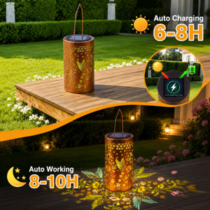 Lampes solaires d'extérieur en verre pour jardin, étanches IP65, lanternes LED colorées à projection creuse en forme de colibri, décoration artistique pour allée - Product Image 2
