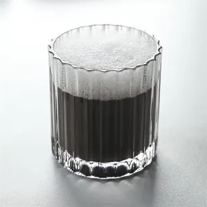 Verticale Streep Herbruikbare Bulkglazen Koffiekop Drinkbeker Zonder Handvat Milieuvriendelijk