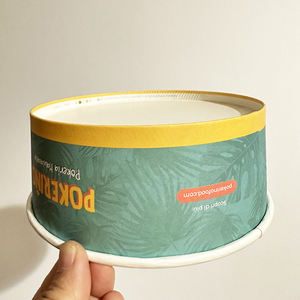 Vente en gros de gobelets en papier jetables carrés ronds chauffables kraft imperméables à l'eau impression personnalisée bol à salade en papier avec logo avec couvercle en PE - Product Image 4