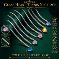Collier chaîne tennis avec pendentif cœur en verre Haomi CE, en laiton argenté, bijoux colorés pour femmes, vente en gros personnalisée