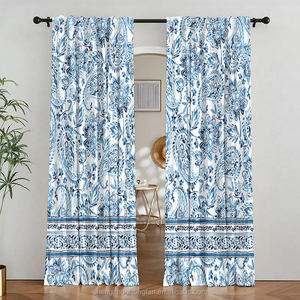 Aquarelle occultant chambre assombrissement velours isolation thermique économie d'énergie rideaux de fenêtre chaque taille 59 pouces * 98 pouces velours bleu - Product Image 1