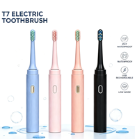 Brosse à dents électrique sonique intelligente étanche couleur macaron, rechargeable IPX7, 3 modes de nettoyage, poils souples, pour adulte, vente en gros