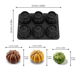 Molde de silicona de 6 cavidades para pastel de calabaza, apto para alimentos, antiadherente, bandeja para hornear postres, molde DIY para fondant, chocolate, dulces y jabón para Halloween - Product Image 2