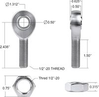 Kit de rotule chromoly 1/2\" pour barres de direction, suspension et traction - Écrous à visser droite/gauche 1 jeu