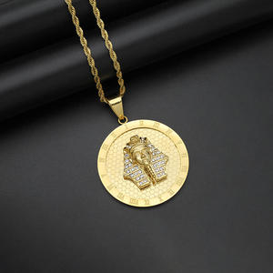 Collier pendentif en acier inoxydable 316L étanche et inaltérable, style Hip Hop Pharaon Égyptien Toutankhamon 2026 pour Hommes - Product Image 4