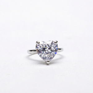 <b>Heart</b> Cut Moissanite <b>Ring</b> 925 Silver Prong Setting Engagement Band for Women Romantic Style - Product Image 1