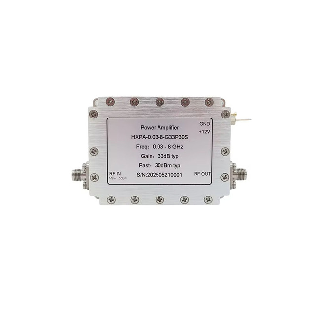 High Power Low Noise X-band RF Amplifier 0.03-8GHz 33dB Gain 50 Ohm High Performance