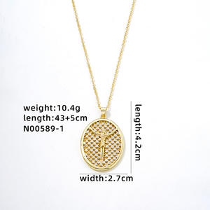 Wholesale Jewelry Hip Hop New Copper Metal <strong>Medal</strong> Zircon Virgin Guadalupe Saint <strong>Benedict</strong> Women Snake Bone Chain Oro - Product Image 6