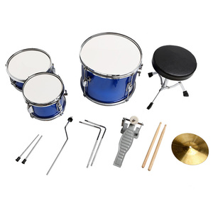 Juego de batería para niños de 3 tambores y 1 platillo de Diseño Popular, kit de batería de Jazz azul para principiantes y niños, seguro y fácil - Product Image 4