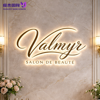Enseigne lumineuse 3D en acier inoxydable rétroéclairée sur mesure, directement de l'usine, logo mural éclairé pour salon de beauté et spa