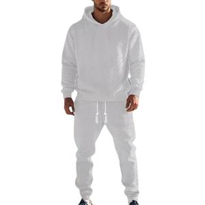 Ensemble de sweat-shirt à capuche pour homme Temu, blanc, en polyester tricoté, décontracté, sportswear, ensemble complet DF-3518 - Product Image 3