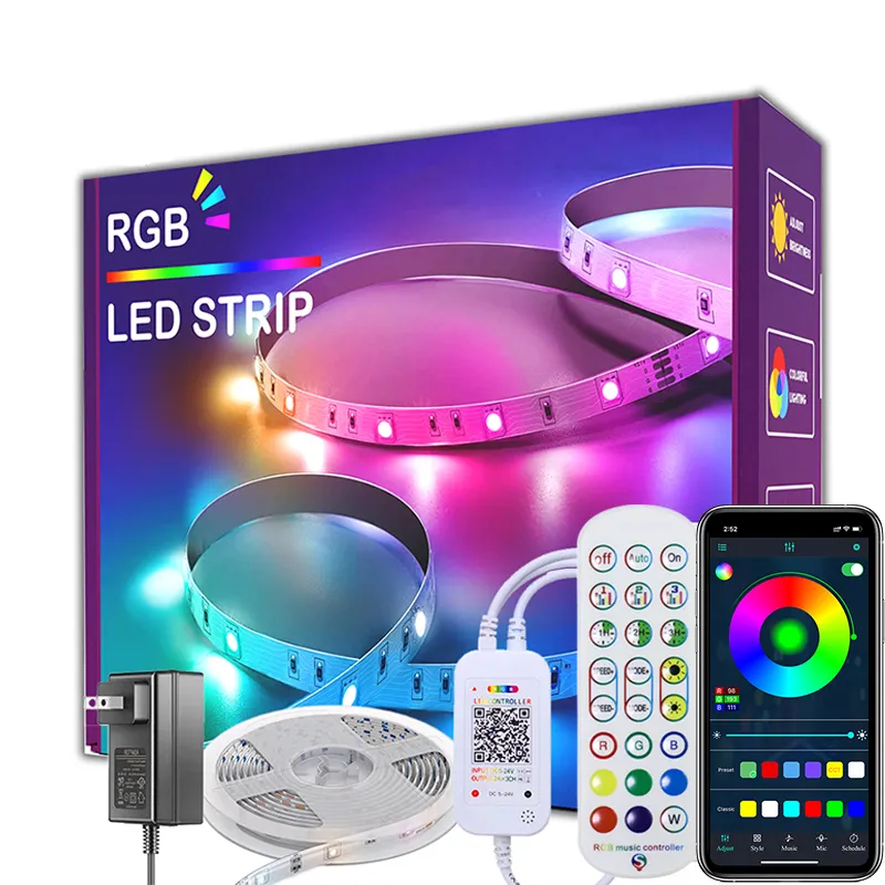 65.6ft 20M BLE Smart duoCo Strip APP LED Strip Light RGB 5050 Music Sync String Lights With 24 Keys Remote Control for Bedroom
