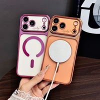 Coques de téléphone portable transparentes électro-plaquées en TPU souple avec chargement sans fil pour 18 Pro/17 Pro Max/16 Plus, anti-chute, magnétiques