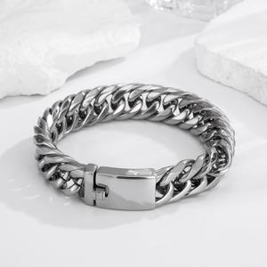 Joyería para Hombre, Brazalete de Acero Inoxidable, Brazalete de Eslabones Cubanos, Brazalete Grueso, Joyería de Acero Inoxidable Duradera y Elegante - Product Image 2