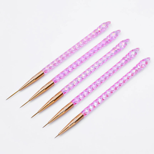Ensemble de pinceaux à ongles en acrylique avec logo personnalisé, poils ovales en nylon, manche en plastique transparent rose, outil de manucure de précision - Product Image 2