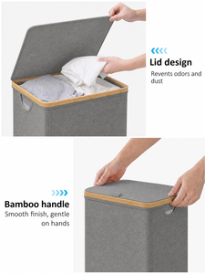 Cesto para Ropa Sucia con Anillo de Bambú, Modelo Más Vendido, Cesto para Ropa Sucia de Bambú de Gran Capacidad - Product Image 5