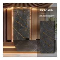Panneau mural en PVC marbré Noir St Laurent 1220x2800mm, panneau de revêtement mural poli, résistant au feu, pour chambre à coucher, salon