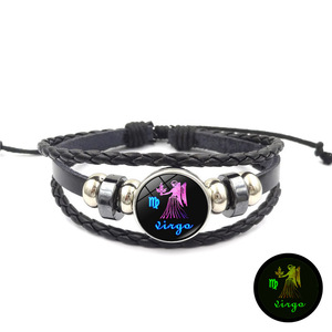 Pulseras de Cuero Tejidas con los 12 Signos del Zodiaco, Estilo Retro Personalizable, Multicapa, Ajustables, Hechas a Mano, con Diamantes y Perlas, para Regalo - Product Image 6