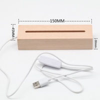 Base de veilleuse led en bois rectangulaire base de lampe led 3d en bois pour base de lumière led 3D en bois