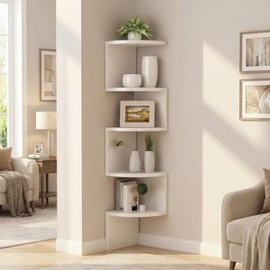 Modern No-Drill Corner <strong>Shelf</strong> Wall Mount 5-Tier Floating Bookshelf Hooks Space-Saving <strong>Zigzag</strong> Plant <strong>Shelf</strong> Bedroom - Product Image 5