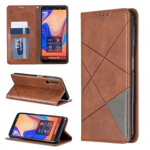 Nobile Plaid Cuoio DELL'UNITÀ di elaborazione + TPU Cassa Del Raccoglitore con Slot Per Schede e Stand per Samsung <span class=keywords><strong>Galaxy</strong></span> <span class=keywords><strong>A7</strong></span> 2018 A750 - Product Image 1