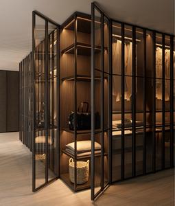 Hiện đại sang trọng đi bộ trong tủ quần áo lớn hệ thống tổ chức nhà tủ quần áo tùy chỉnh đồ nội thất phòng ngủ tường nhỏ giọt kính cửa trượt tủ quần áo - Product Image 4