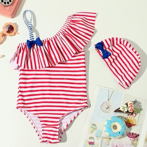 Traje de Baño para Niñas Pequeñas, Bikini con Tirantes con Volantes, Bonito, de Secado Rápido, con Push-Up - Product Image 1