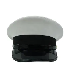מפעל מותאם אישית באיכות גבוהה קפטן כובע שחור מגן אחיד ללבוש כובע מצחיה לבן טייס כובע
