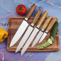 Ensemble de couteaux de cuisine en acier inoxydable Tc 5 pièces, couteaux de chef de 8 pouces, couteau à viande de 8 pouces, couteau à pain de 8 pouces, couteau utilitaire de 5 pouces