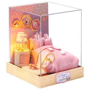 บ้านไม้จิ๋ว DIY รุ่นแฮปปี้ พาวิลเลียน ของขวัญแฮนด์เมดสุดสร้างสรรค์สำหรับวันเกิดเด็กผู้หญิง วันวาเลนไทน์ บรรจุในกล่องสี - Product Image 1