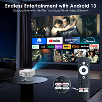 Mini projecteur P92Max Android 13, 7000 lumens, compatible 4K, Netflix, Google TV, 1080P, haut-parleurs intégrés, correction automatique de la distorsion trapézoïdale, support