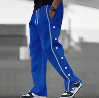 Celana Jogger Pria Kasual Musim Semi Gugur Trendi Stylish, Celana Olahraga Lurus Berkancing Bahan Poliester