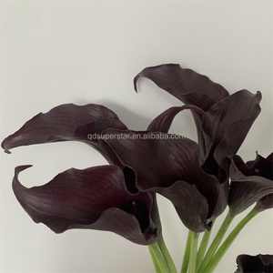 B-1046 Fleurs artificielles haut de gamme, <span class=keywords><strong>lys</strong></span> calla en caoutchouc souple, branche unique, fleurs décoratives, <span class=keywords><strong>lys</strong></span> calla noirs et rouges, vente en gros - Product Image 5