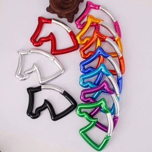 Promotional Laser Engraved Assorted Color Novelty Aluminum Alloy Eco-friendly Carabiner Clip Keychain Horse Head Shape <b>Snap</b> - Product Image 4