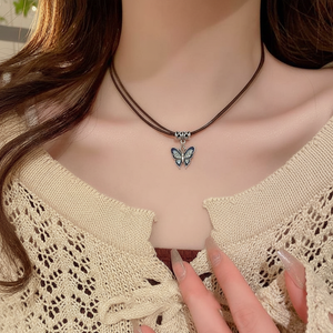 Vendita calda di tendenza collane a catena di moda in acciaio inox argento Punk blocco a farfalla titanio forma di perla modello numero - Product Image 3