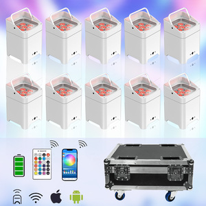 إضاءة LED لاسلكية 6*18 واط تعمل بالبطارية مع تحكم <span class=keywords><strong>DMX</strong></span> وW-<span class=keywords><strong>DMX</strong></span> عن بعد عبر واي فاي وRDM، مع حقيبة نقل، ألوان RGBAW+UV 6 في 1 للمسرح والحانات والنوادي الليلية - Product Image 1