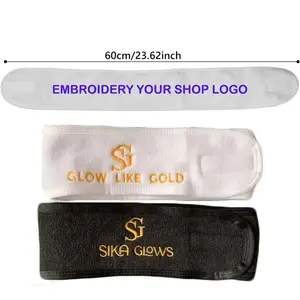 White Headbands Custom Embroidery Logo Spa Makeup White Headband For Women Hairbands