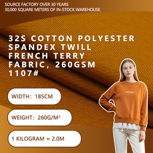 Tela de Felpa Francesa 32S de Algodón, Poliéster y Spandex, 185 cm de Ancho, 260 g/m², Tejido Elástico Suave para Sudaderas, Pantalones Deportivos y Conjuntos Casuales - Product Image 1