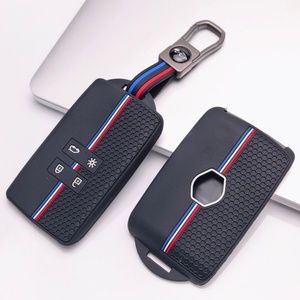 Housse de clé en silicone compatible avec Renault, convient aux modèles Renault Koleos <span class=keywords><strong>Kadjar</strong></span> Megane Talisman Espace Captur <span class=keywords><strong>Arkana</strong></span>, texture texturée - Product Image 2