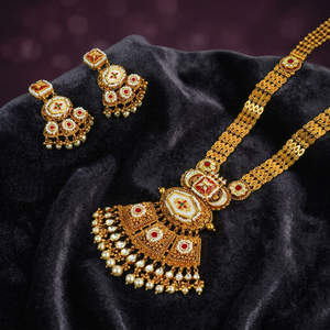 Ensemble de bijoux de mariée traditionnels en or Maharani, bijoux élégants et raffinés pour les mariées, ensemble en or traditionnel - Product Image 1