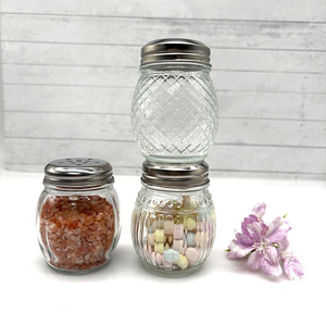 En stock : Pot en verre ondulé en forme d'<span class=keywords><strong>ampoule</strong></span> de 150 ml pour épices, sel et poivre, avec couvercle perforé en acier inoxydable - Product Image 5