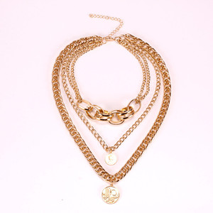 Collier à chaînes superposées en alliage de zinc avec pendentif squelette, bijoux multicouches pour femme, couleur or, collier tendance - Product Image 5