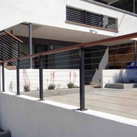 Garde-corps en acier inoxydable raccords avec câble noir balustrade main courante en bois