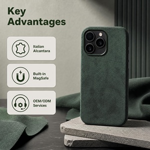 Coque de téléphone <span class=keywords><strong>iPhone</strong></span> 15 Plus en Alcantara italien authentique, entièrement recouverte, découpée avec précision au laser, aimant puissant, prix d'usine - Product Image 5