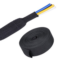 Gaine thermorétractable protectrice en tissu polyester tressé noir de 10 mm, rapport de rétraction 2:1