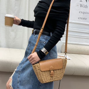 THK Summer <b>Woven</b> <b>Straw</b> <b>Bag</b> Beach <b>Bag</b> Ladies Shoulder Messenger <b>Bags</b> Hand-<b>woven</b> Handbag - Product Image 2