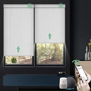 Abat-jour à rouleau électrique automatique intelligent pour intérieur/extérieur Tissu occultant Télécommande Polyester Slat Home Windows Couleur noire - Product Image 3