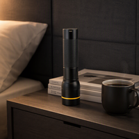 Lampe torche LED portable d'urgence extérieure en alliage d'aluminium, zoom télescopique, 5 modes d'éclairage, rechargeable Type-C, interrupteur central