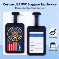 Tag Bagasi PVC Tema USA Custom Grosir, Patung Elang 3D Embossed, Tag Bagasi Tas Perjalanan dengan Kartu Nama