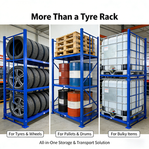 Étagère de stockage de pneus de camion lourd <span class=keywords><strong>TER</strong></span>, pliable, empilable, portable, en acier métallique enduit de poudre, pour entrepôt industriel, <span class=keywords><strong>garage</strong></span> - Product Image 4